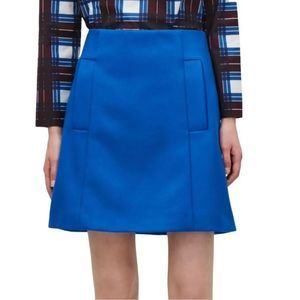 COS Wool Cashmere Trapezoid Mini Skirt Size L EUR 40 Blue Minimalist Preppy